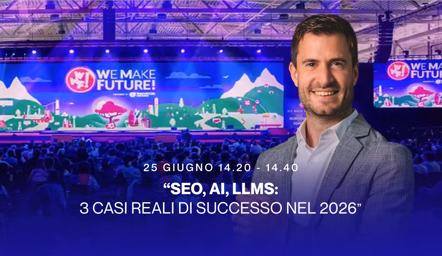 **WEB MARKETING FESTIVAL - GIUGNO 2026**

In programma il 25 giugno 2026 a Bologna, con uno speech che analizza le strategie a disposizione delle PMI per reagire ai cambiamenti in essere nel panorama digitale, le relative implicazioni per il mercato italiano e i nuovi modelli di adozione tecnologica.