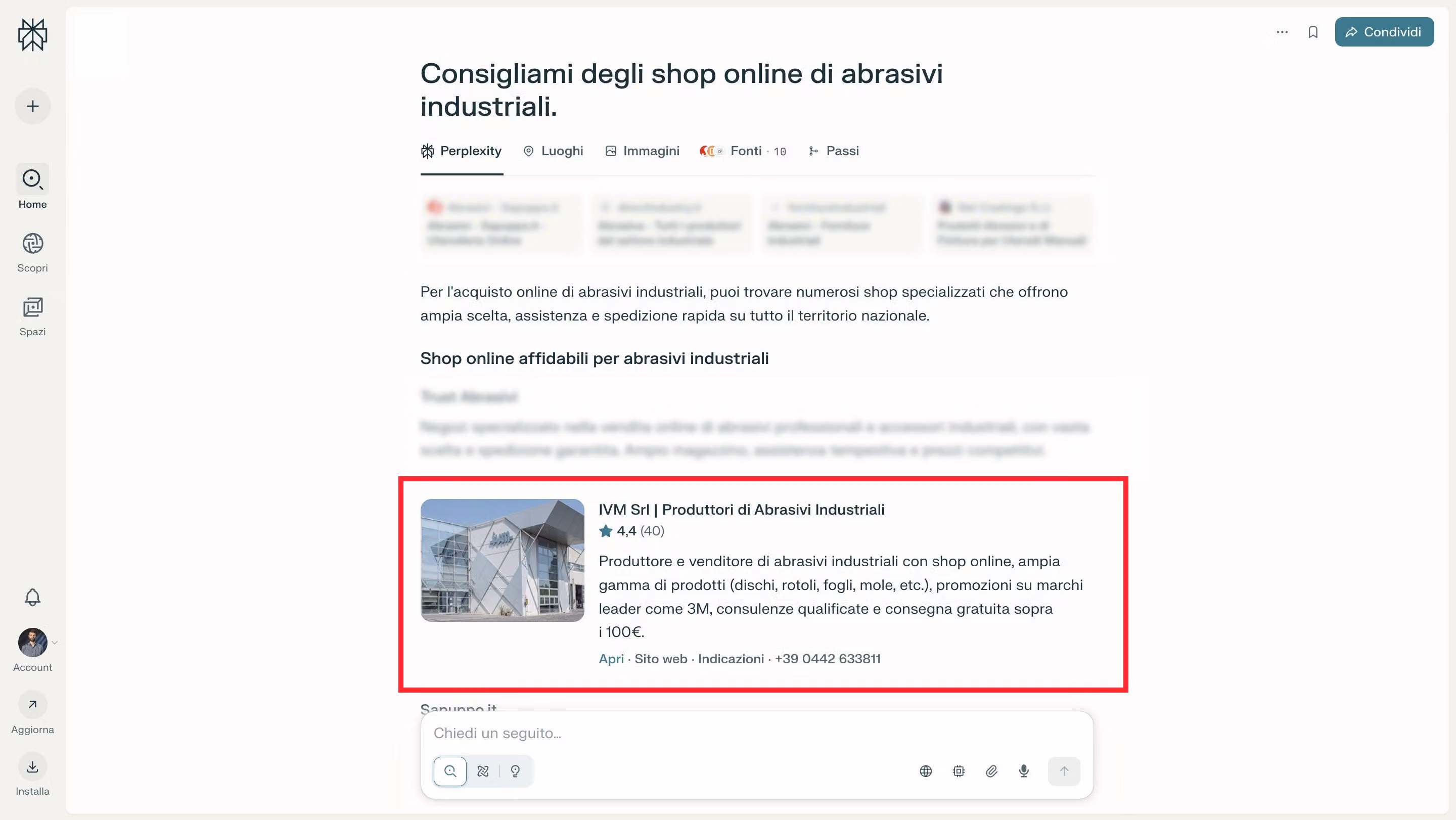 Claude cita IVM tra le aziende leader negli abrasivi industriali