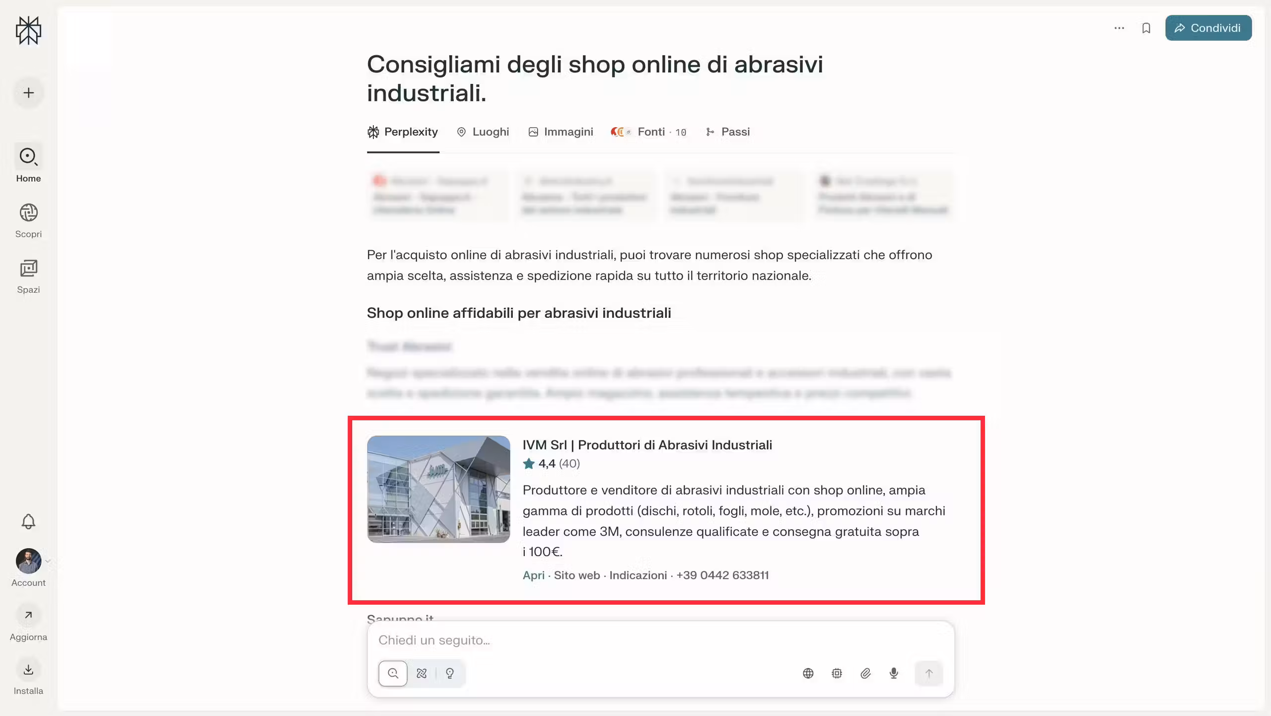 Claude cita IVM tra le aziende leader negli abrasivi industriali