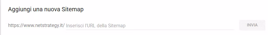 Campo Aggiungi una nuova Sitemap in Google Search Console
