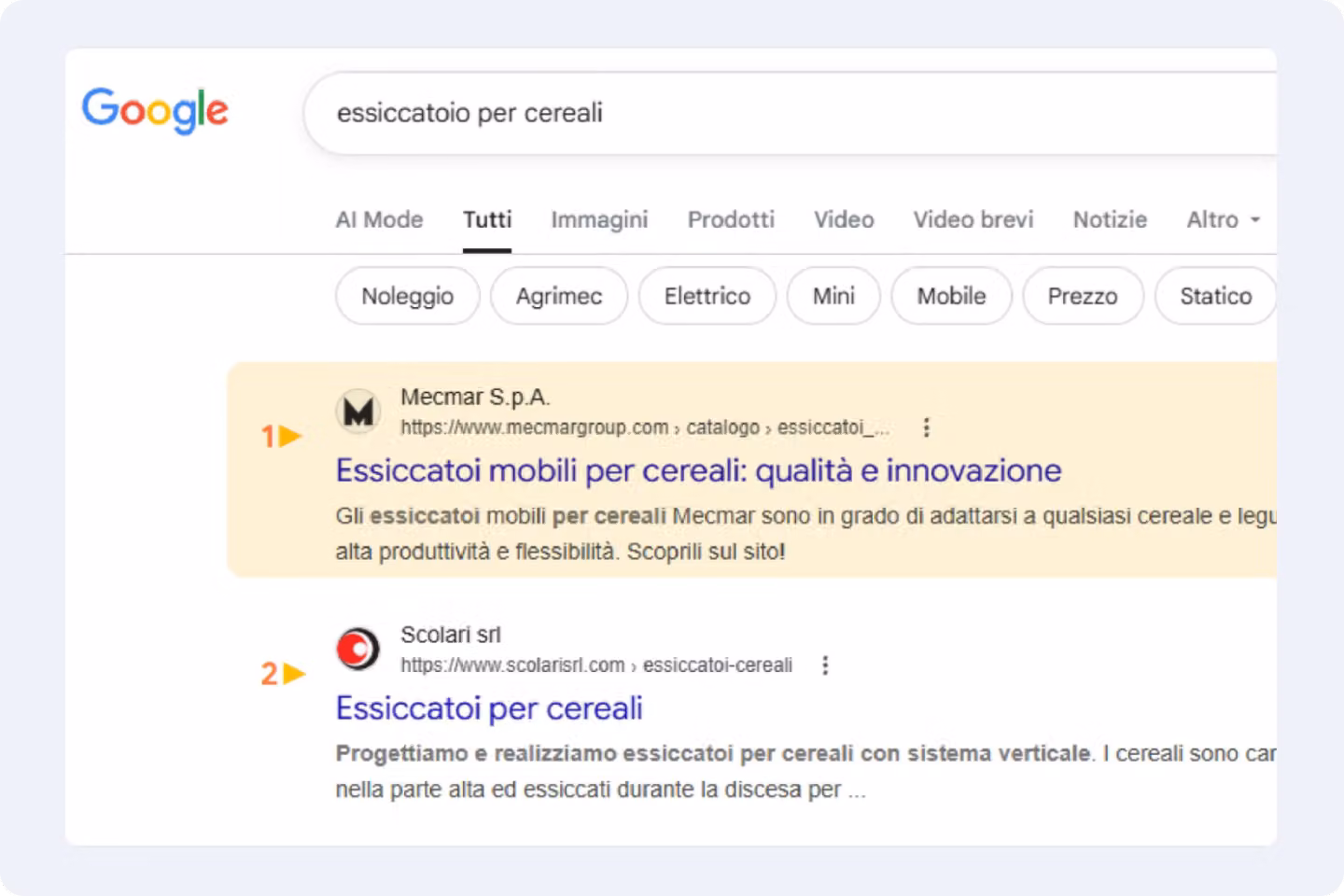 Prima posizione su Google